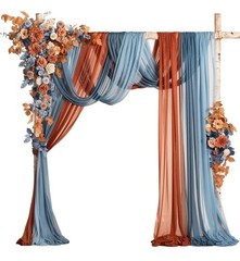 Lings Moments Wedding Flowers Set Russet Orange and Denim Blue