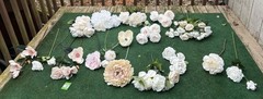 Huge Lot Bundle Of Cream Ivory White Roses Peony Magnolia Long Stem Real Touch