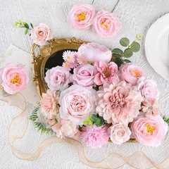 Rose Artificial Flowers Combo Fake Flowers Rose Silk Flowers with Nude Pink