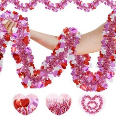 50FT Valentines Heart Tinsel Red Pink White Hearts, Hearts