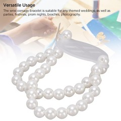 10 Pcs Pearl Wrist Corsage Bracelet Elegant White Pearl Elastic Wedding Band
