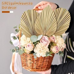 5 Pcs Natural Dried Palm Leaves 12″ Real Dried Palm Spears Bulk Boho Fans wit…