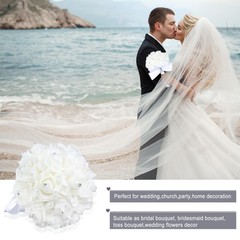Wedding Bouquet Crystal Roses Bridesmaid Bouquet, Bridal Bouquet Artificial F…
