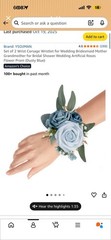 Two Dusty Blue Wedding Prom Party Corsages Artificial Flowers
