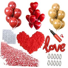 50PCS Love Balloons and Heart Balloons Kit&2000 PCS Silk Rose Petals 42Inch I