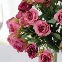 DUSTY ROSE 2 Bouquets 12″ Faux Open Roses Artificial FLOWER Bushes Party Events