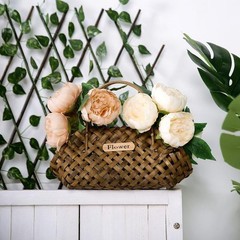 BEIGE 10″ SILK FLOWERS Artificial Peony Bouquet Arrangement Wedding Centerpieces