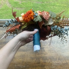 Bridal Bouquet Exquisite Budget Handmade Faux Floral Lovely Fall Red/Orange Pink