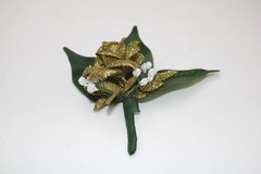 Gold Rose Pin Boutonniere Groom Best Man Prom Wedding Quinceanera Corsage Lapel