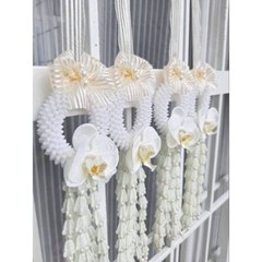 Pair Garland Hanging Artificial Orchid Wedding Ceremony Groom Bride Decor White