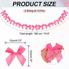 2 String of 13 PCS Rose Red Bow Garland Banner Decoration Party Bow