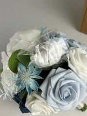 Ling’s Moment 7” Wedding Bouquet Navy Blue Bridal Bridesmaid Flowers NEW