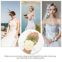 2 Pcs Bride Wristband Decor Artificial Flower Hand for Bridesmaid