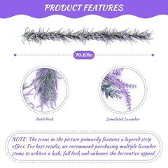 6ft Faux Lavender Garland – Purple Floral Decor for Weddings, 6ft-2pack