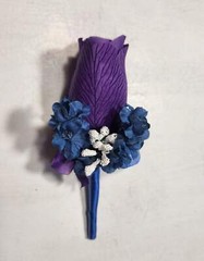 Purple Navy Blue Rose Calla Lily Bridal Wedding Bouquet Accessories