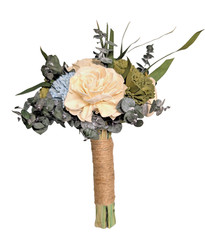 Nantucket Blue Green Cream Sola Wood Bridal Bouquet Bridesmaid Wedding Flowers