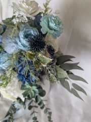 Shades Of Blue Bridal Bouquet Artificial Silk Foam Flowers