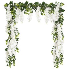 Wisteria Garland Artificial Flowers 2PCS 5.91FT/Peice Fake Wisteria Vines White