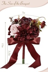 Serwalin 7 inch Wedding Bouquets for Bridesmaids, Set of 2, Burgundy