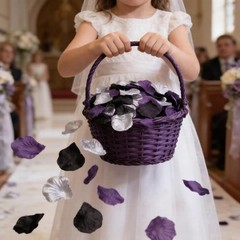 900PCS Dark Purple Black Silver Silk Rose Petals