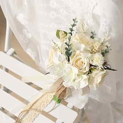 Fairy Wedding Bouquets for Bride & Bridesmaid Champagne Artificial Roses, 7.5
