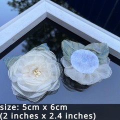 10pcs Artificial Mesh Chiffon Flowers 3D Rose Handmade for Hair Accessories DIY