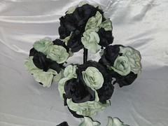Wedding Bouquet Set, Black, Green Flower Package, 11 Pieces