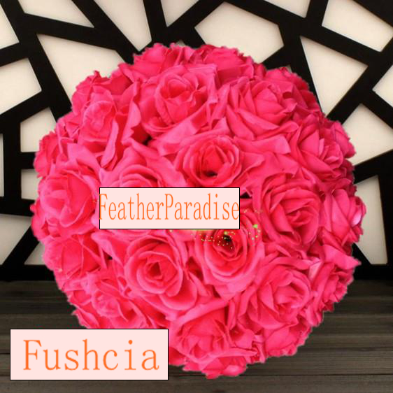 9-10 Inches Fushcia Rose Flower Ball Wedding decoratin Ball Kissing Ball