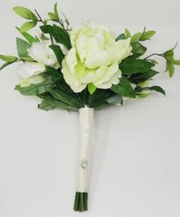 Wedding Bouquet Cottage French Mixed Flowers in White and Light Green Colors
