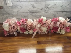 New Pink And White Bridal Bouquet Set Of 4