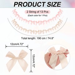 2 String of 13 PCS Light Pink/Champagne Bow Garland Banner Decoration Party Bow