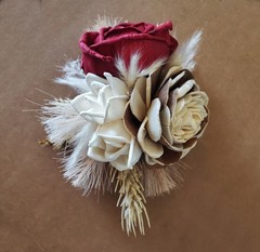 Pampas Grass Bridal Bouquet BOHO Burgundy Sola Wood Tan Cream Ivory Bridesmaid