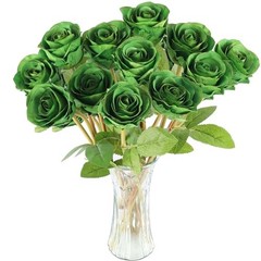 Hananona Artificial Roses Flowers for St. Patrick’s Day，Pcs Silk Rose 12 Green