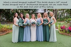 Pink Dusty Blue Cascade Bridal Bouquet made of Sola Wood Flowers for Wedding