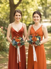 1Pc Fall Wedding Bouquets Bridesmaids Bride Terracotta Navy Blue Artificial