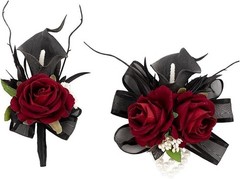 Black Burgundy Calla Lily Corsage and Boutonniere Set for Weddings and Proms
