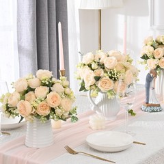 MARTINE MALL 4 Packs Peonies Artificial Flowers, Champagne 4PCS,