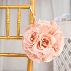 2 DUSTY ROSE 7″ Silk Roses Flowers Kissing Balls Wedding Events Centerpieces