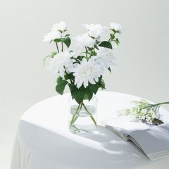 2 White 3″ tall Silk DAHLIA FLOWERS STEMS Wedding Party Flowers Bouquets SALE