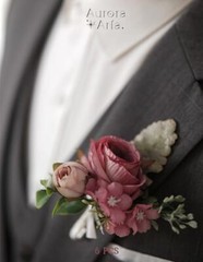 Dusty Rose Silk Real Touch Boutonniere for MenSet of 6Boutonniere for Men Wed…