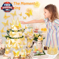 53 Pcs Flower Bouquet Accessories, 5 Pcs Gold Crowns and 48 Pcs Gold Butterfly D