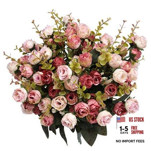 21 Heads Silk Rose Bouquet Artificial Flowers Mini Rose for DIY Wedding Pink