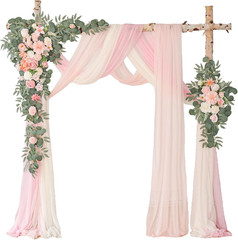 Deluxe Pink Wedding Arch Flowers & Drapes Kit – 5 Piece Floral Set