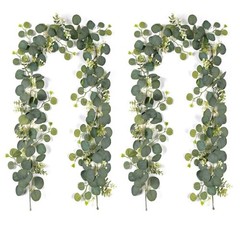 Artificial Eucalyptus Small Flowers Decoration 2pcs Round Leaf With Flower