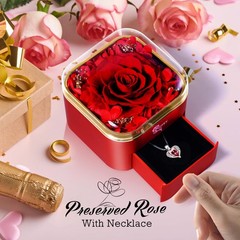 Mothers Day Flowers Roses Gifts for Mom – Preserved Real Blue Rose with Red