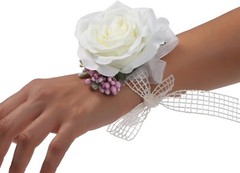 Corsage Set of 2, Ivory Rose Corsages for Wedding,….B26