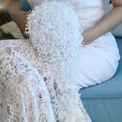 Wedding Bouquet Wedding Flowers Bride Bouquet All Pearl Bouquet Handmade Beaded