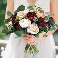 Bridal Bouquet Sola Wood Wedding Bridesmaid Flowers Blue Pink Burgundy White