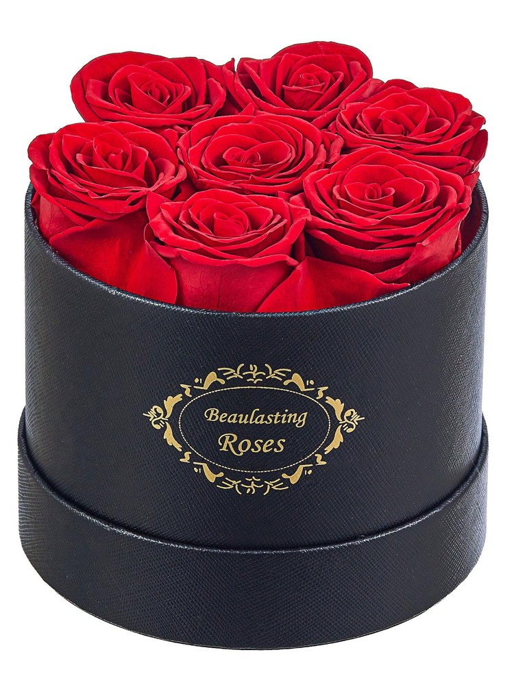 Beaulasting Long Lasting Preserved Roses in a Box Last a Year Black Box, Red