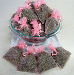 Set of 30 Lavender Sachets made with Pink Organza Bags